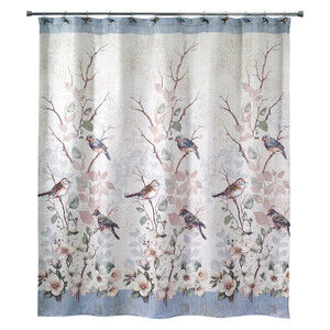 Avanti Linens Love Nest 13690H Shower Curtain Cream Bird Motif 72x72in BED60